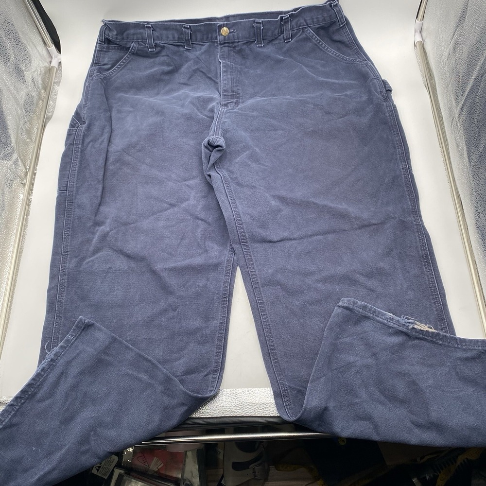 Carhartt Carpenter Pants Mens 44x32 Blue Navy Loose Original Fit Canvas B11 MDT2